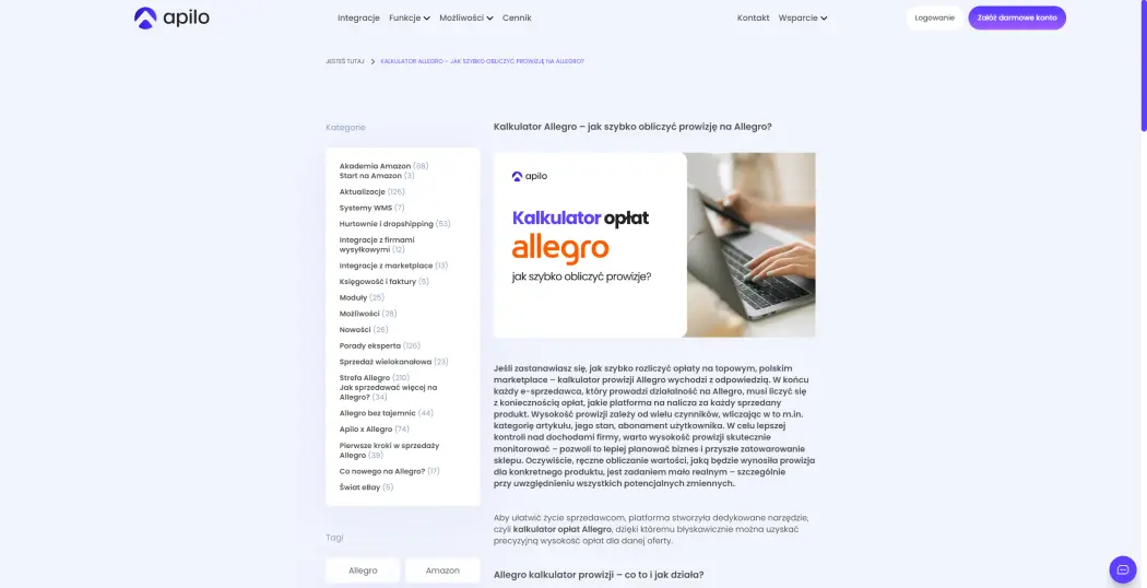 Allegro kalkulator prowizji - prosty sposób na kontrolowanie kosztów - Wskazówki od Apilo