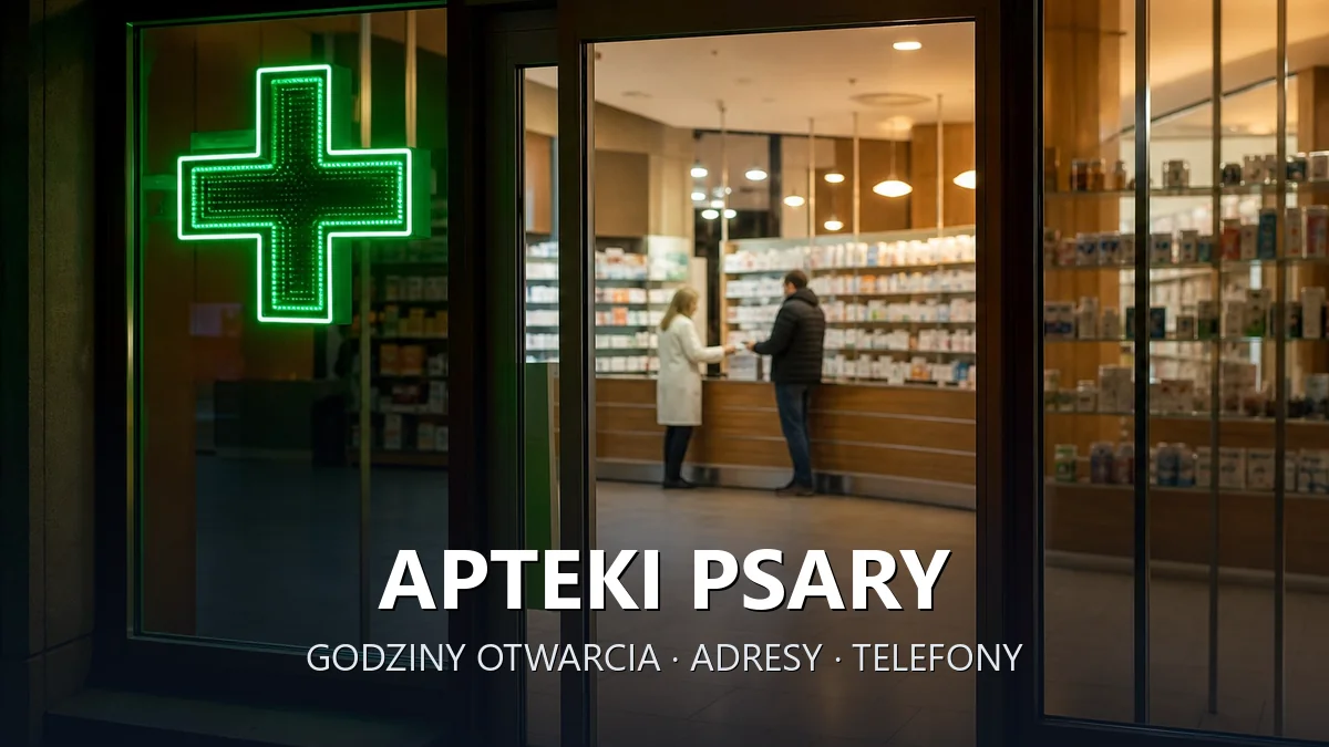 Apteki Psary — adresy, telefony, godziny otwarcia