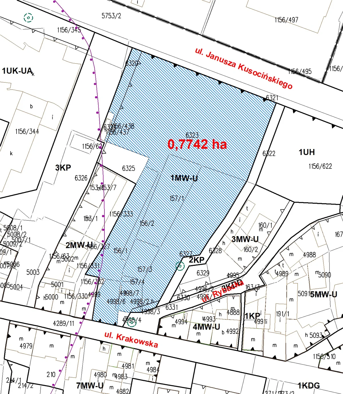 Plan działki objętej przetargiem