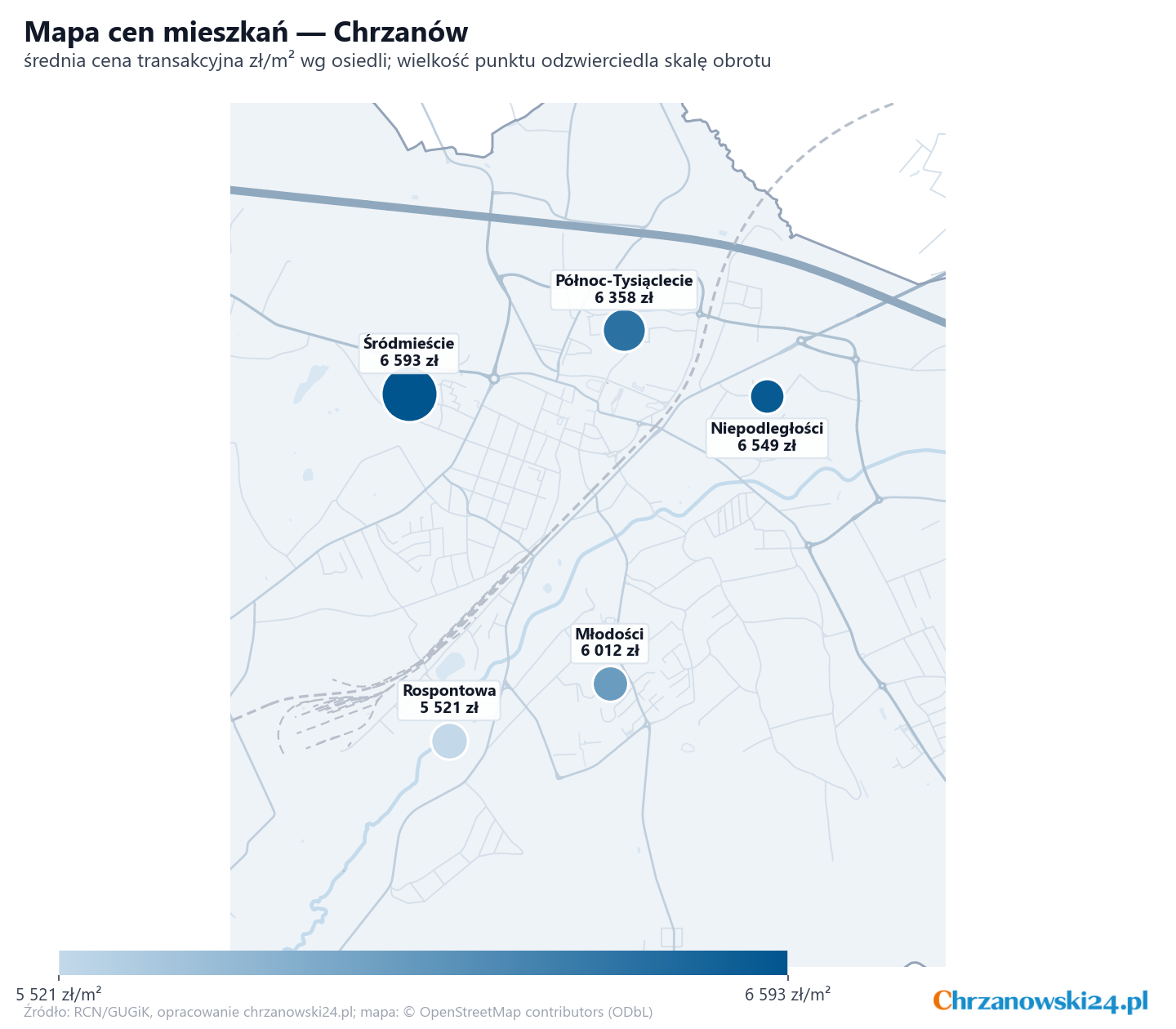 Mapa cen mieszkań - Chrzanów