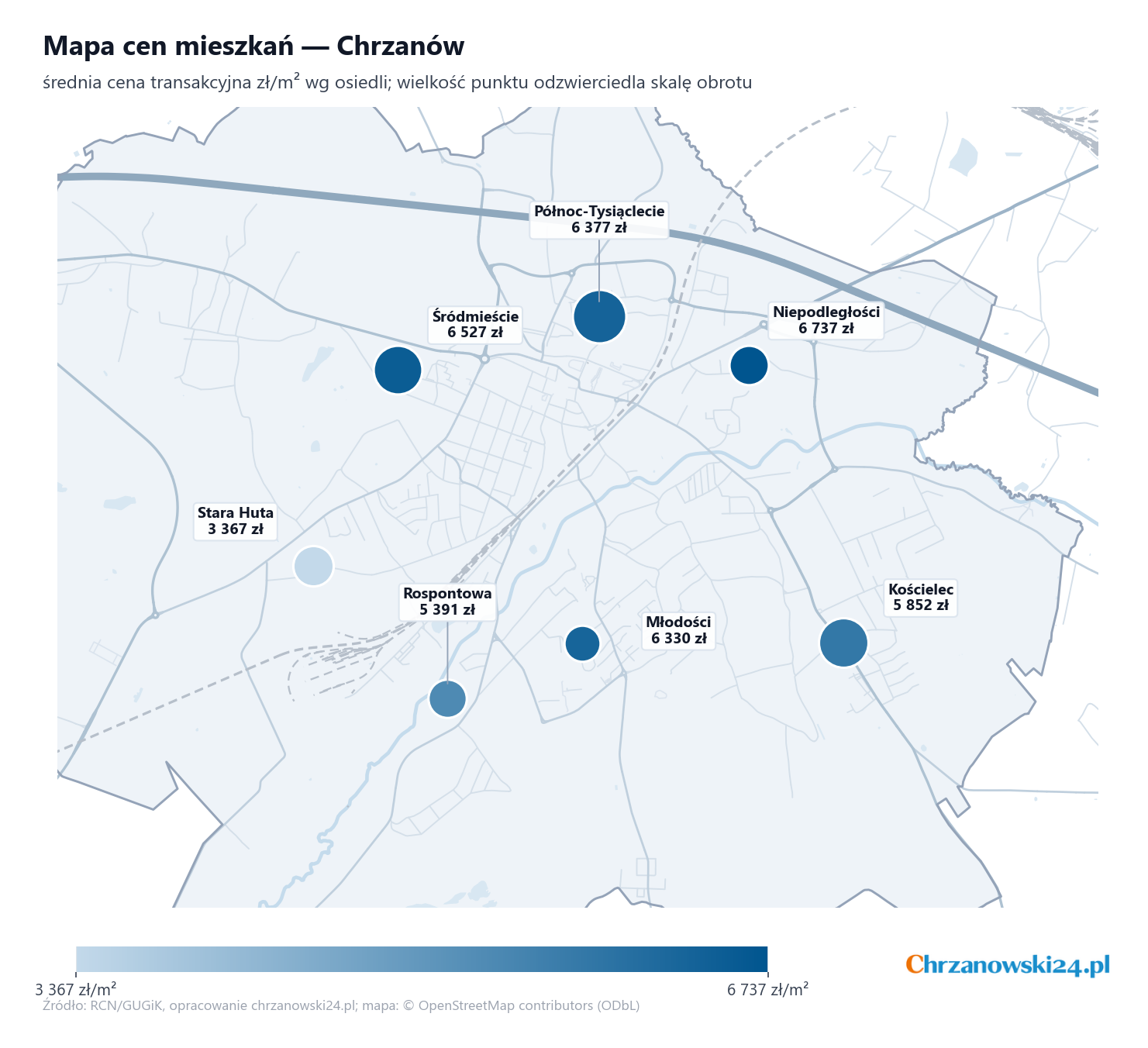 Mapa cen mieszkań - Chrzanów