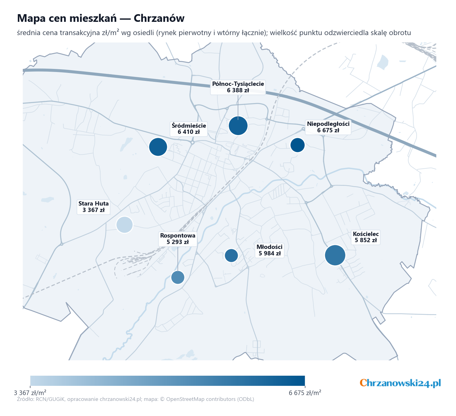 Mapa cen mieszkań - Chrzanów