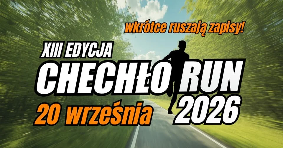 Grafika promocyjna wydarzenia Chechło RUN 2026: bieg nad zalewem