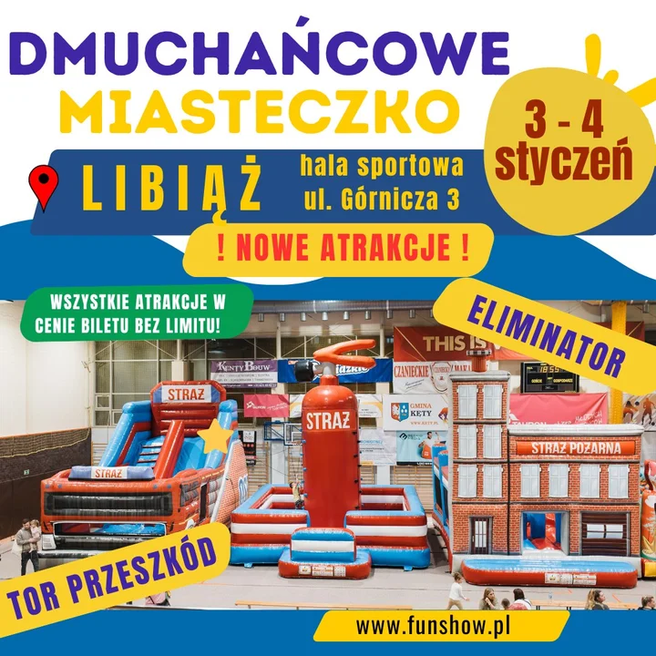 Grafika promocyjna wydarzenia Dmuchańcowe Miasteczko LIBIĄŻ — 3–4 stycznia 2026