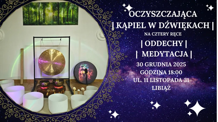 Grafika promocyjna wydarzenia Fala Duszy - Oczyszczająca Kąpiel w Dźwiękach • Medytacja • Oddechy