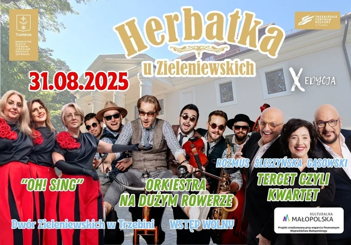 Obrazek przedstawia grafikę promocyjną wydarzenia Piknik retro w Dworze Zieleniewskich — jubileuszowa 10. edycja