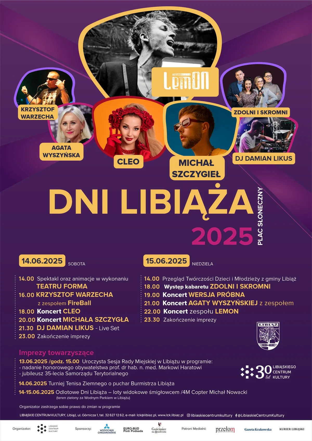 Grafika promocyjna wydarzenia Impreza plenerowa na Placu Słonecznym w Libiążu w czerwcu 2025