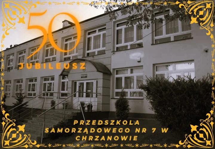 Grafika promocyjna wydarzenia Jubileusz 50-lecia Przedszkola Samorządowego nr 7 w Chrzanowie