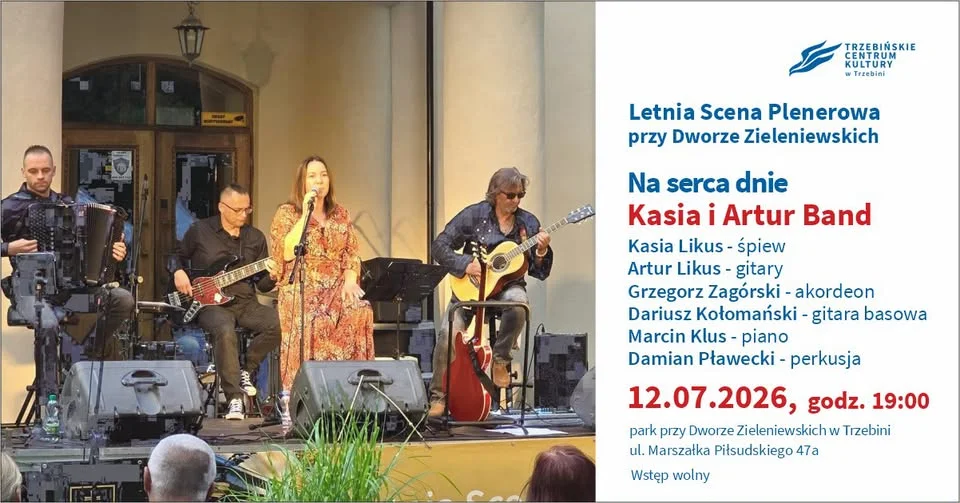 Grafika promocyjna wydarzenia Koncert plenerowy „Na serca dnie” – Kasia i Artur Likus w Trzebini