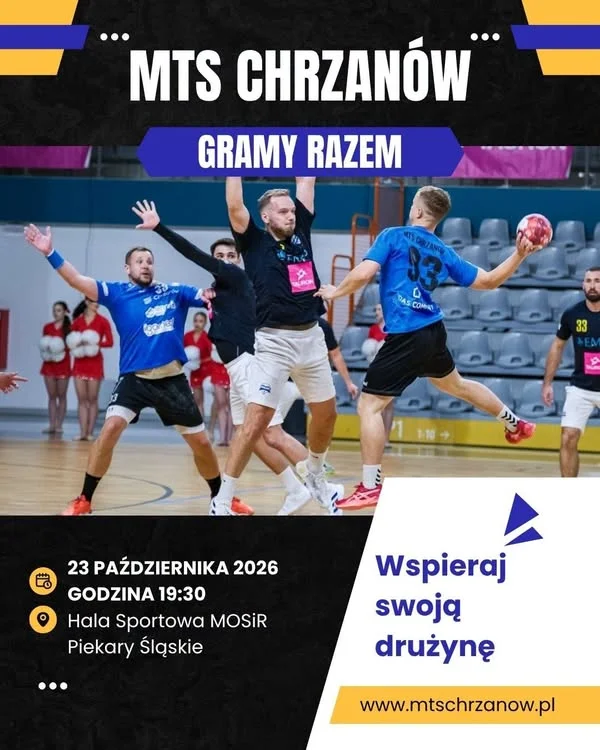 Grafika promocyjna wydarzenia Mecz MKS Olimpia MEDEX Piekary Śląskie – MTS Chrzanów