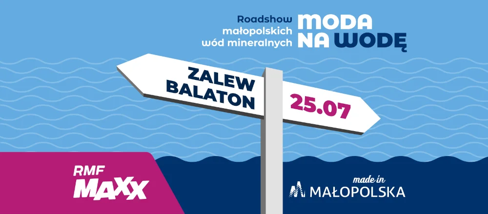 Grafika promocyjna wydarzenia Moda na wodę - Roadshow Małopolskich Wód Mineralnych