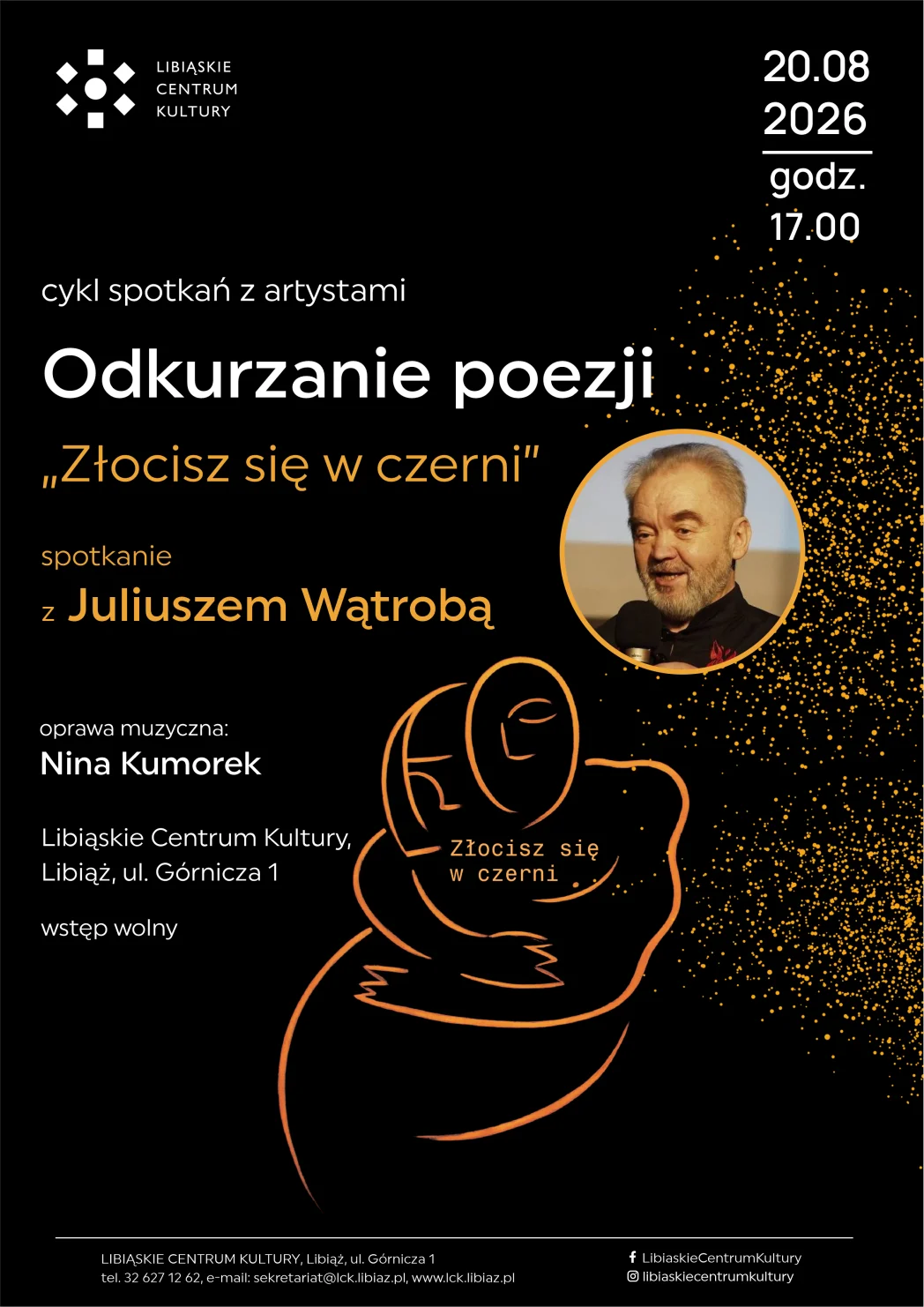 Grafika promocyjna wydarzenia Poezja i muzyka spotkają się w Libiążu