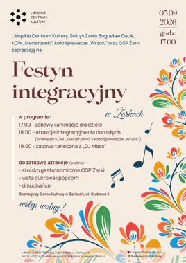 Grafika promocyjna wydarzenia Festyn integracyjny w Żarkach