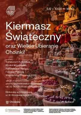 Grafika promocyjna wydarzenia Kiermasz Świąteczny oraz Wielkie Ubieranie Choinki