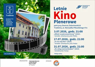 Grafika promocyjna wydarzenia Filmowy wieczór pod gwiazdami w Trzebini. Przed nami ostatni lipcowy seans