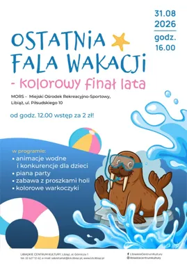 Grafika promocyjna wydarzenia Ostatnia fala wakacji – kolorowy finał lata