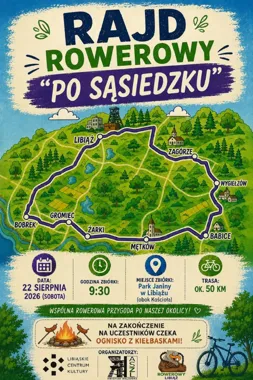 Grafika promocyjna wydarzenia Rajd Rowerowy „Po sąsiedzku”