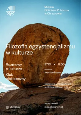 Grafika promocyjna wydarzenia Rozmowy o kulturze – Filozofia egzystencjalizmu w kulturze