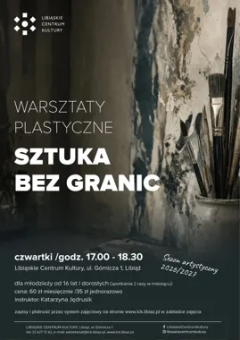 Grafika promocyjna wydarzenia Sztuka bez granic – warsztaty plastyczne
