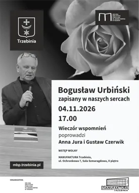 Grafika promocyjna wydarzenia Wieczór wspomnień „Bogusław Urbiński zapisany w naszych sercach”