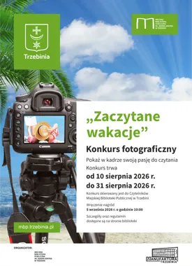 Grafika promocyjna wydarzenia Zaczytane wakacje – konkurs fotograficzny dla miłośników książek