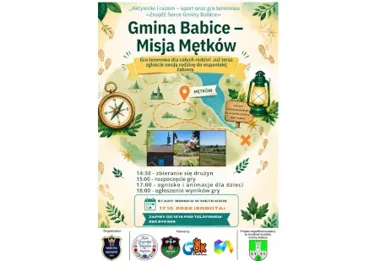 Grafika promocyjna wydarzenia „Znajdź Serce Gminy Babice” – gra terenowa