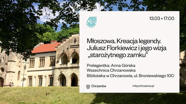 Grafika promocyjna wydarzenia Wszechnica Chrzanowska — Młoszowa: kreacja legendy Juliusza Florkiewicza