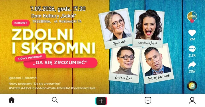 Grafika promocyjna wydarzenia Zdolni i Skromni w programie „Da się zrozumieć” — Trzebinia, 7 maja 2026