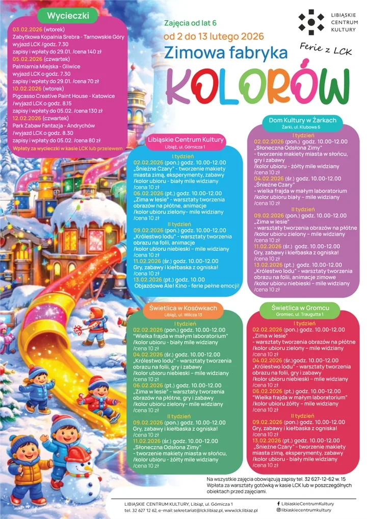 Zimowa fabryka kolorów - ferie w Libiąskim Centrum Kultury