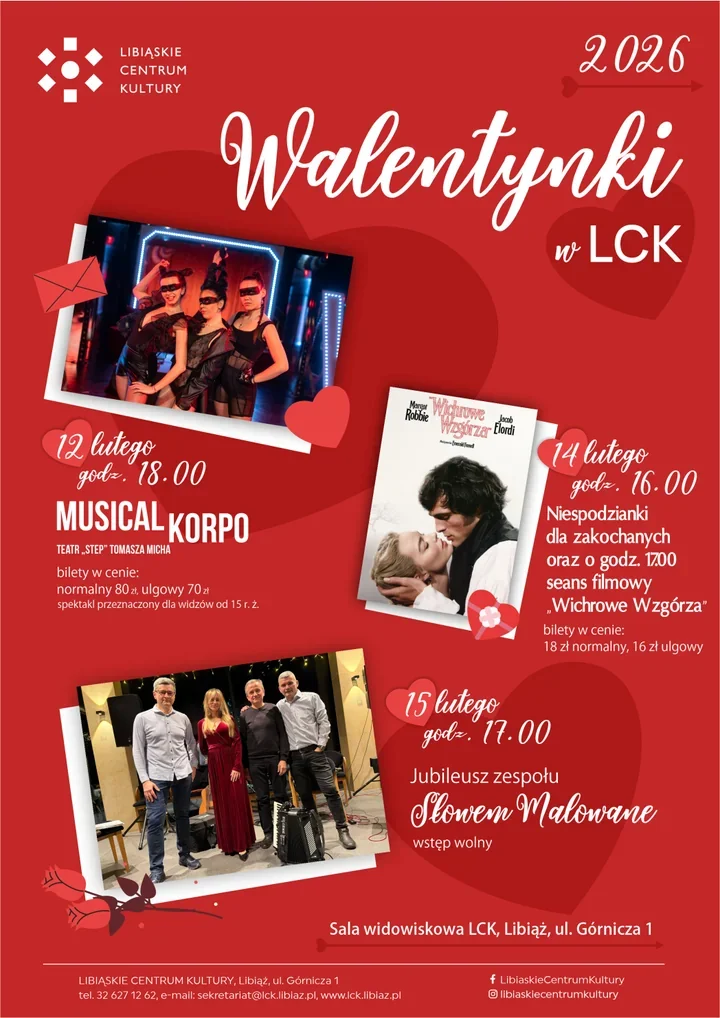 Walentynki w LCK - muzyka, film i jubileusz w Libiąskim Centrum Kultury