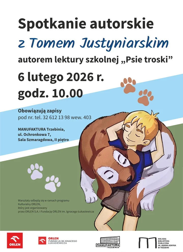 Tom Justyniarski w Trzebini - opowieści o zwierzętach, emocjach i pisaniu