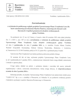 Projekt planu urządzenia lasu w Trzebini do wglądu. Właściciele mogą składać uwagi