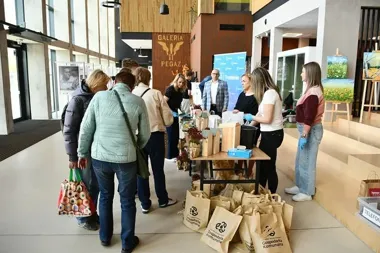 Kolejka po sadzonki i domki dla owadów w Trzebini