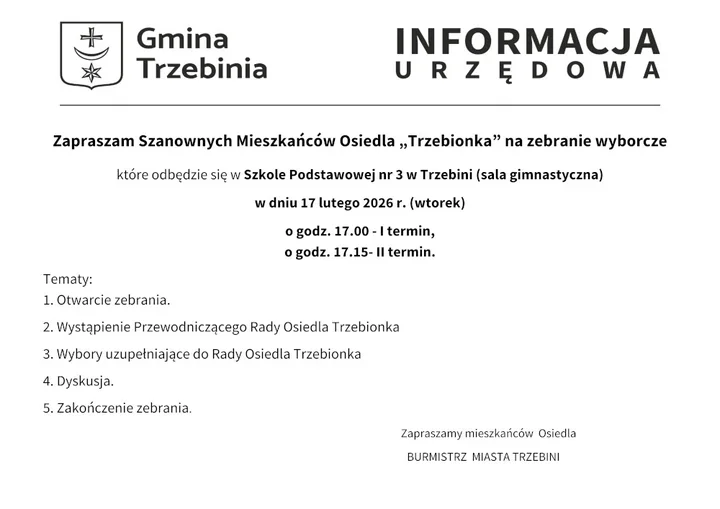 Mieszkańcy Trzebionki zbierają się na wybory uzupełniające do rady osiedla
