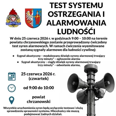 Test syren w powiecie chrzanowskim. Przez godzinę rozlegną się sygnały alarmowe