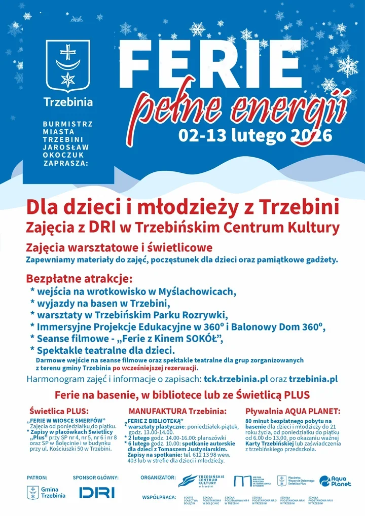 Zima w Trzebini - Ferie Pełne Energii dla dzieci i młodzieży