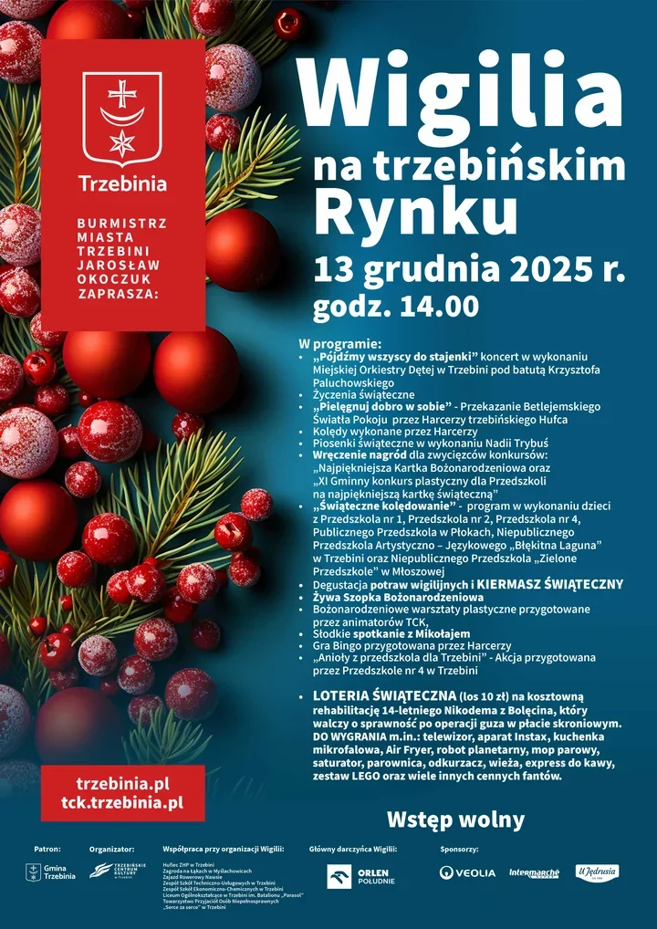 Świąteczna Wigilia na trzebińskim Rynku - muzyka, szopka i loteria